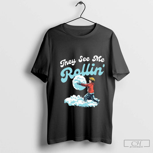 They See Me Rollin' Snowball Christmas T-Shirt