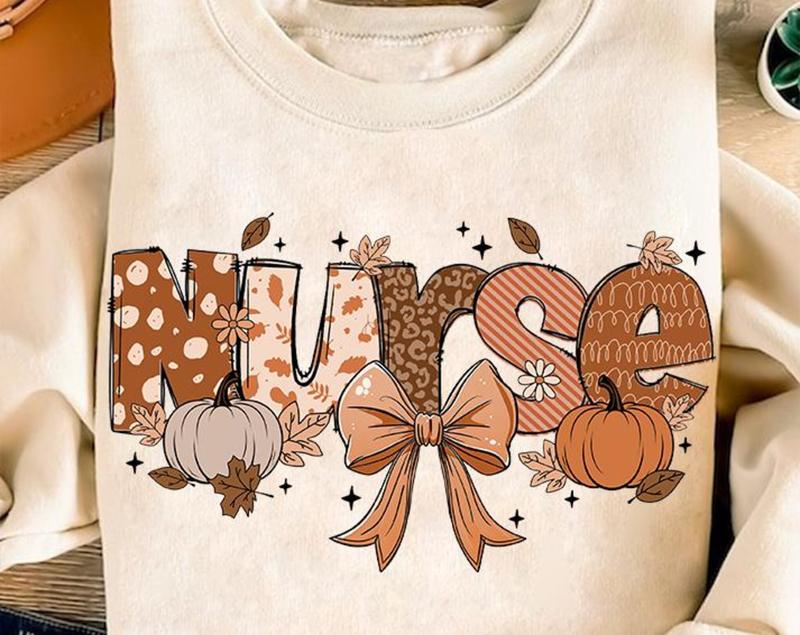 Fall Nurse Coquette Shirt, Nursing Shirt, Nurse Pumpkins Shirt, Retro Nurse Coquette Bow Shirt, Autumn Coquette Shirt Sublimation Digital Download