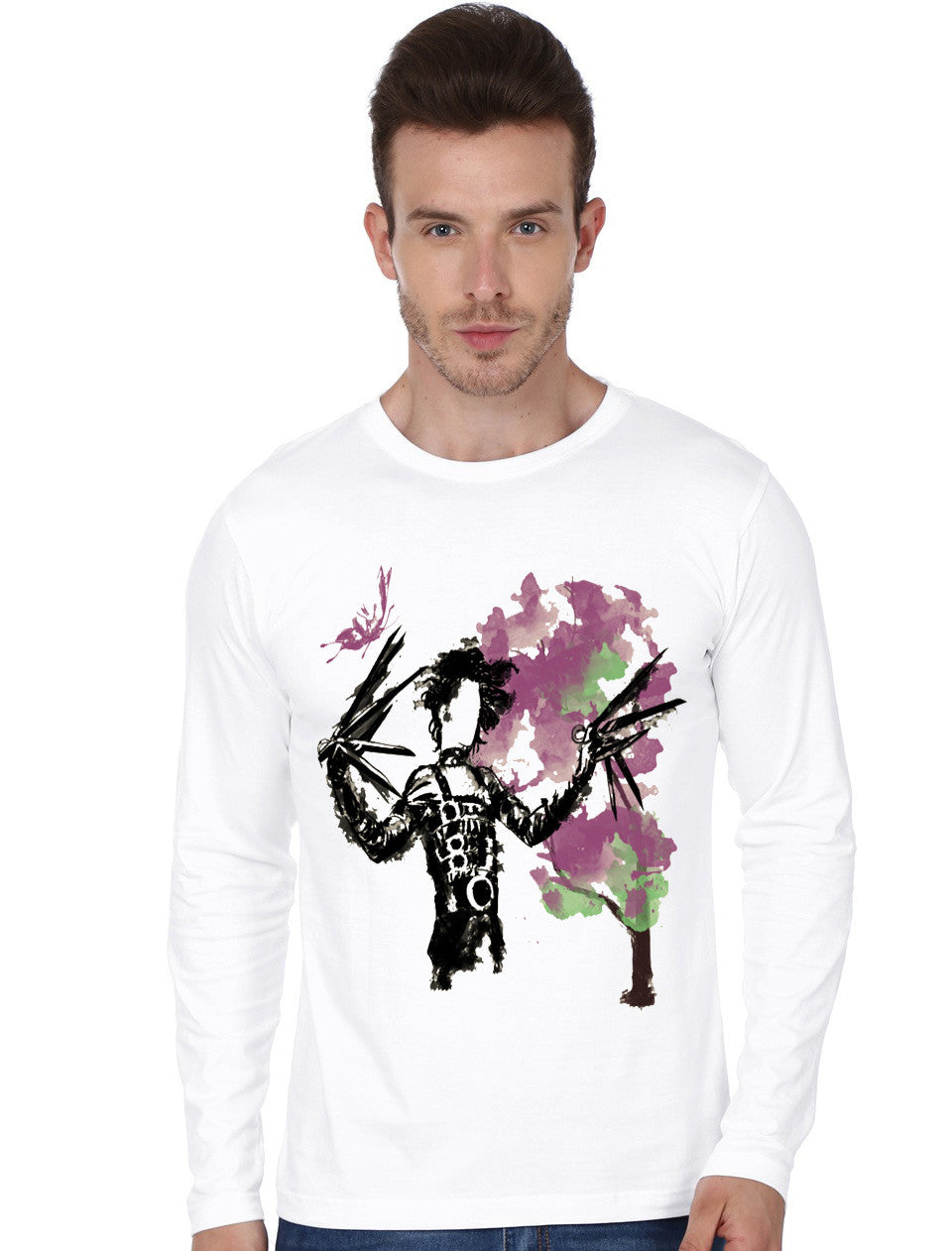 Edward Scissorhands White Full Sleeve T-Shirt