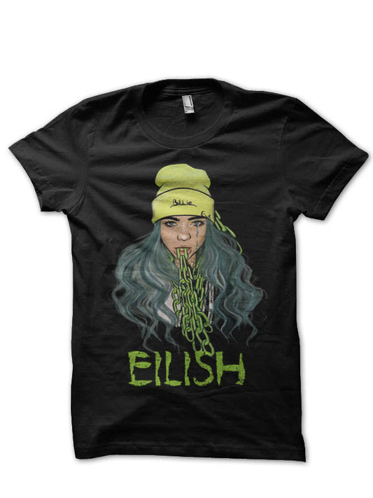 Billie Eilish Half Sleeve Black T-Shirt Style002