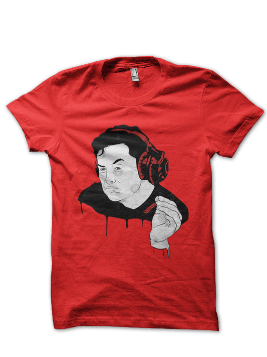 Elon Musk Half Sleeve Red T-Shirt