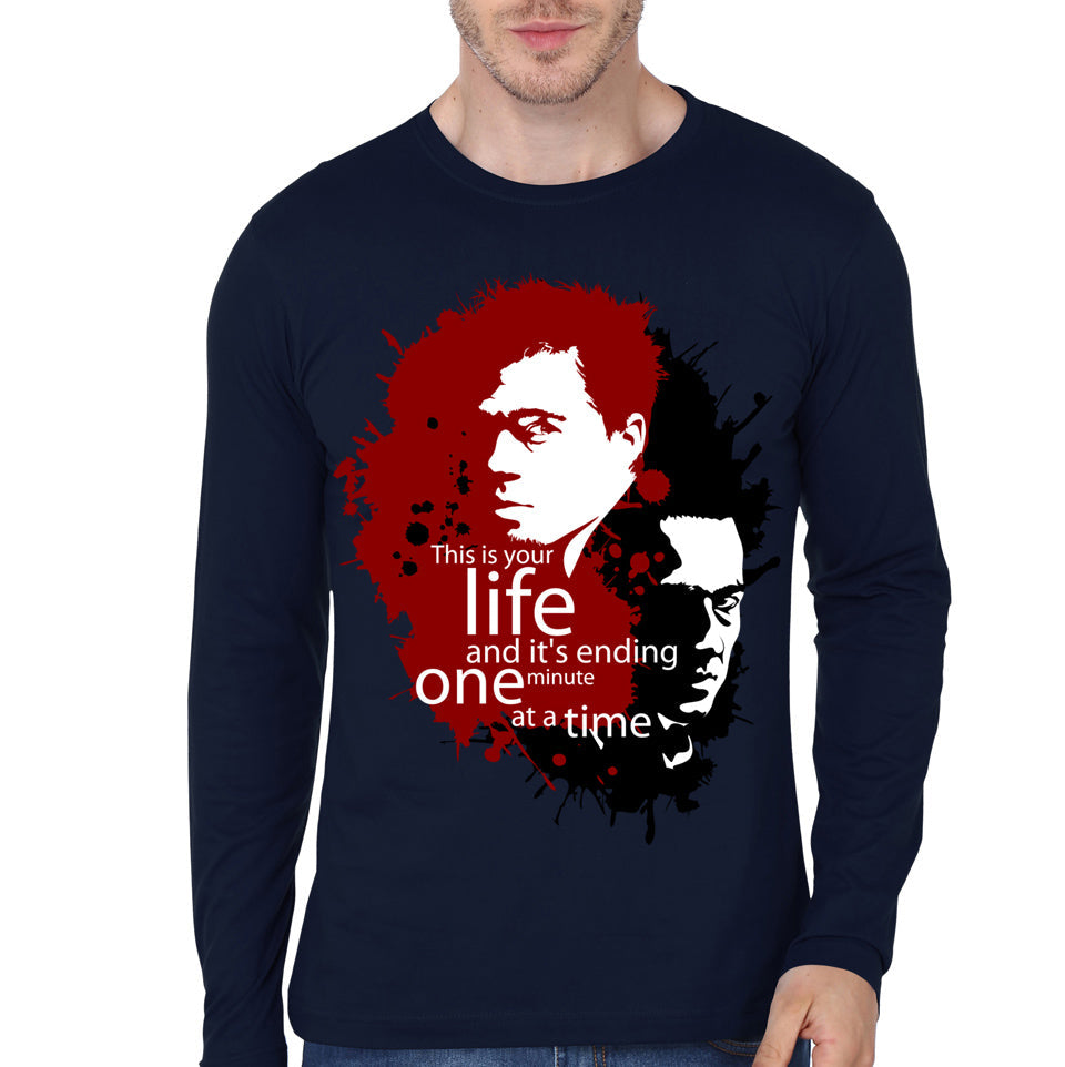 Fight Club Navy Blue Full Sleeve Tee Style001