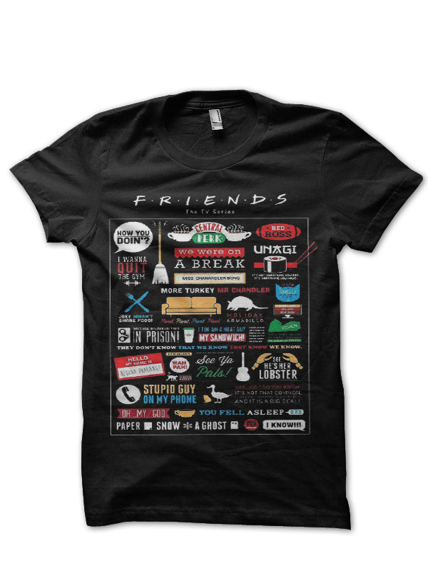 Friends Black Half Sleeve T-Shirt Style002