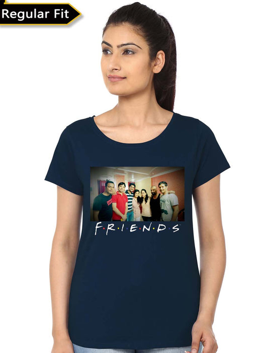 Custom Friend Navy Blue Girls Tee