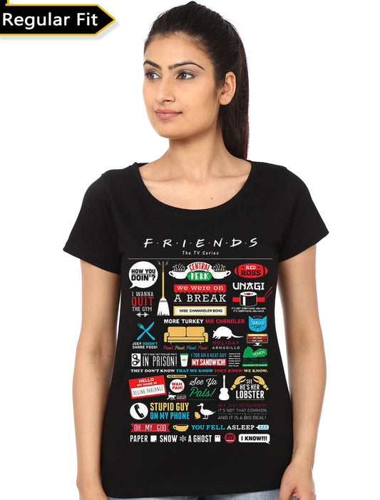Friends Girls Black T-Shirt Style005