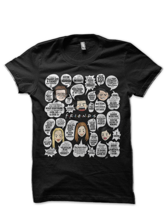 FRIENDS TV Lines Black T-Shirt