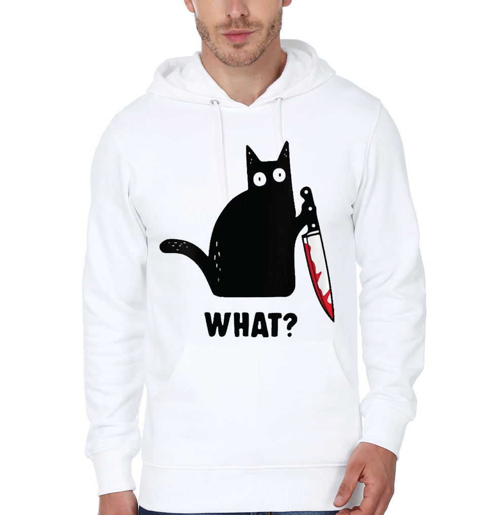 cat what murderous black cat with knife White Hoodie