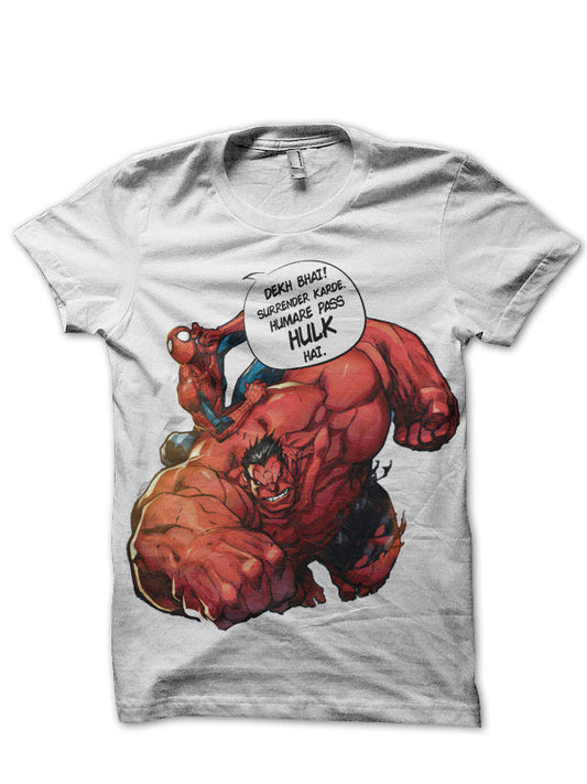 Hulk And Spidey White T-Shirt