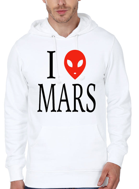 I Love Mars White Hoodie