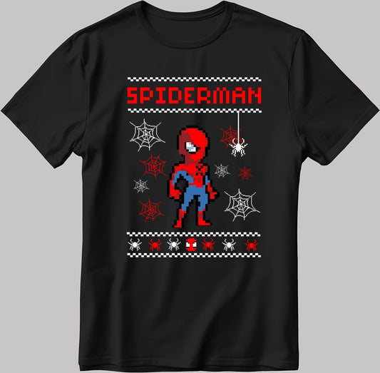 Baby Spider Man Christmas Poster Short Sleeve White-Black Men's / Women's T Shirt U464