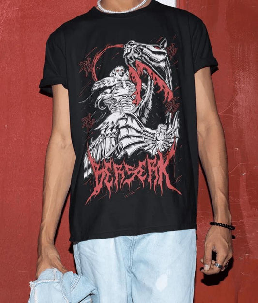 Anime Vintage Special Unisex T-shirt, Manga Shirt, Japan, Anime Manga Shirt, Anime Shirt,Black Swordsman, Skull Knight, Graphic Anime Tee