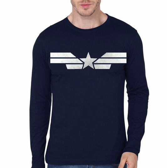 Captain America Navy Blue Full Sleeve T-Shirt