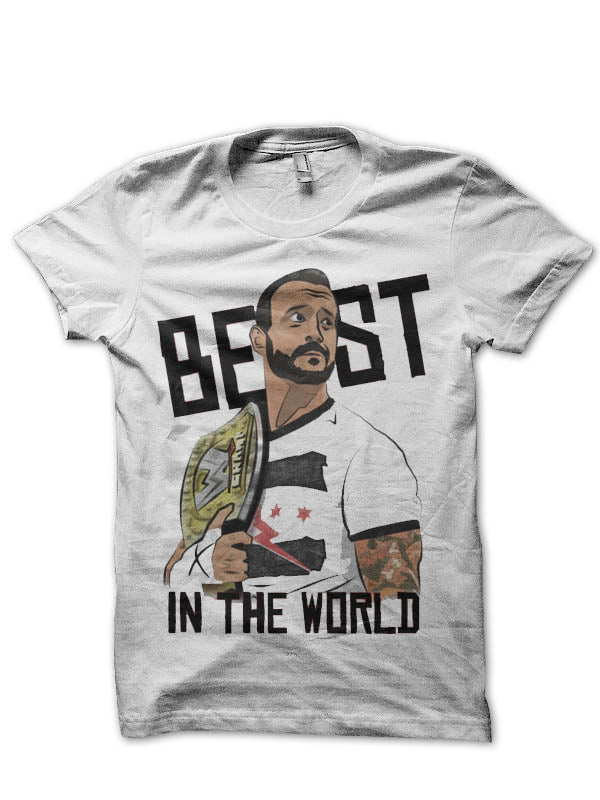 Cm Punk Half Sleeve White T-Shirt Style001