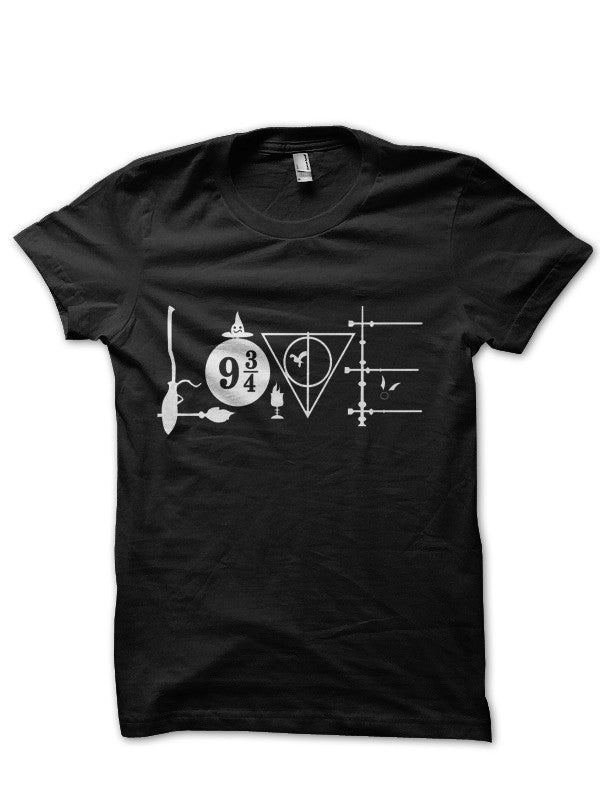 Harry Potter Love Symbol Black T-Shirt