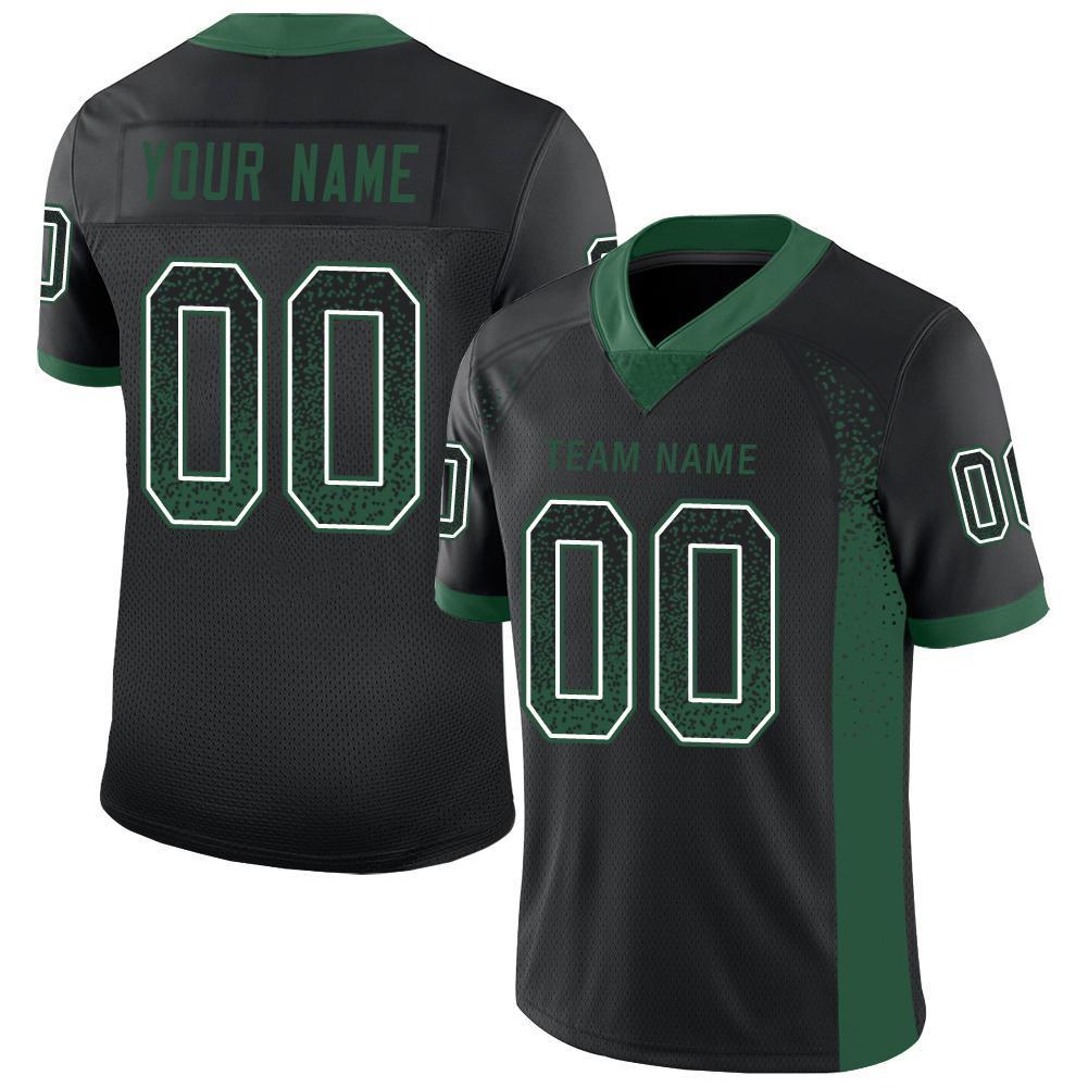 Custom Black Grass Green-White Drift Fashion Football Jersey