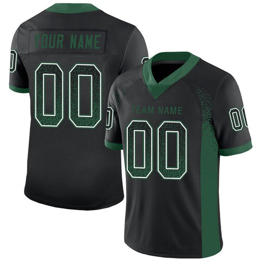 Custom Black Grass Green-White Drift Fashion Football Jersey