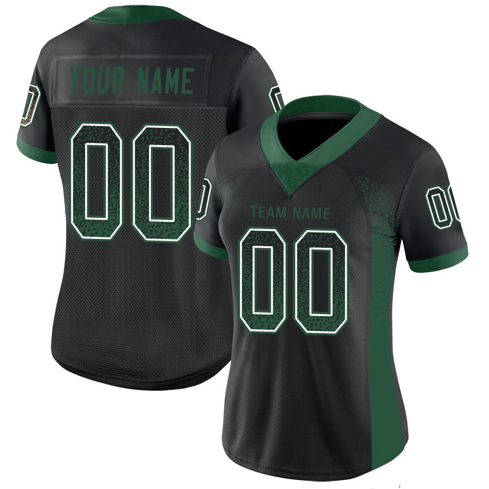 Custom Black Grass Green-White Drift Fashion Football Jersey