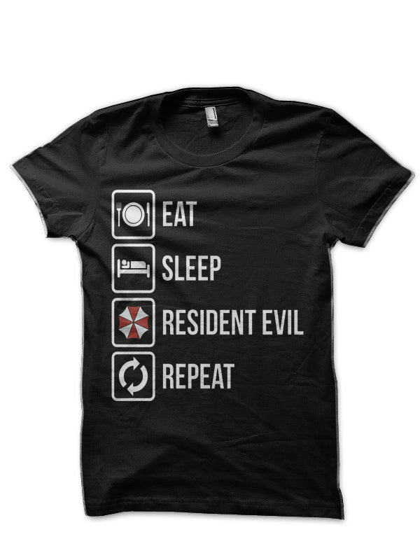 Eat, Sleep, Repeat â€“ Resident Evil Black T-Shirt