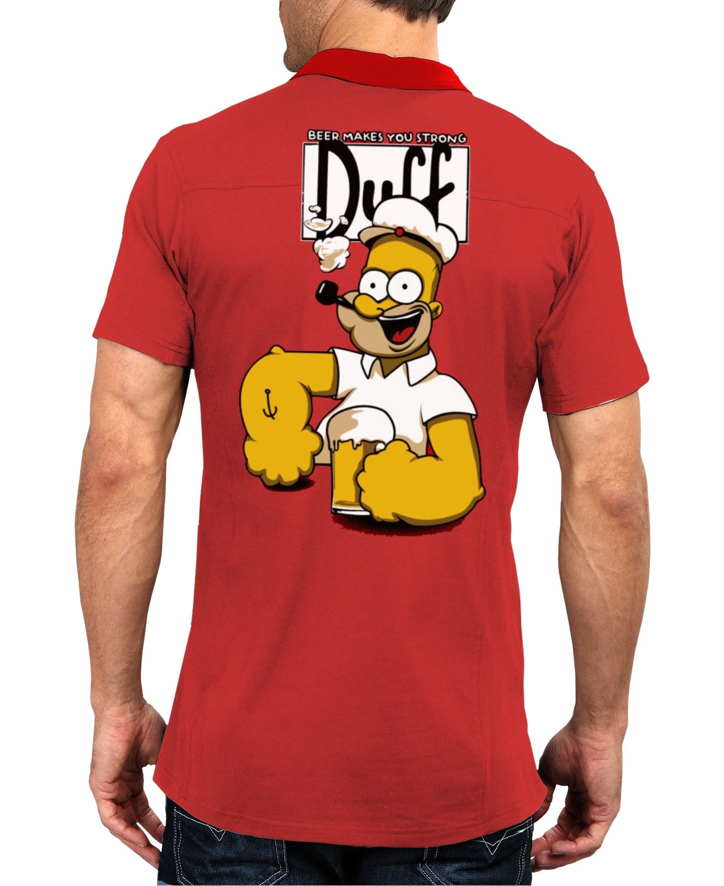 Retarded Popeye Red Polo Tee