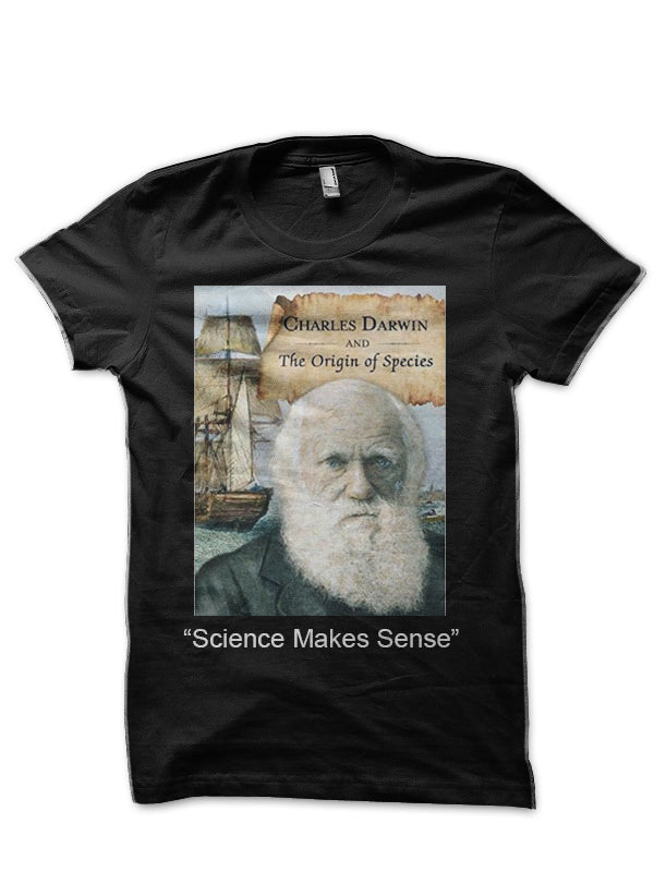 Charles Darwin Black Half Sleeve T-Shirt