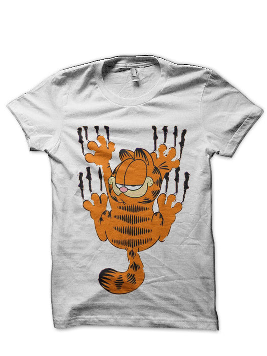 Garfield Print White T-Shirt