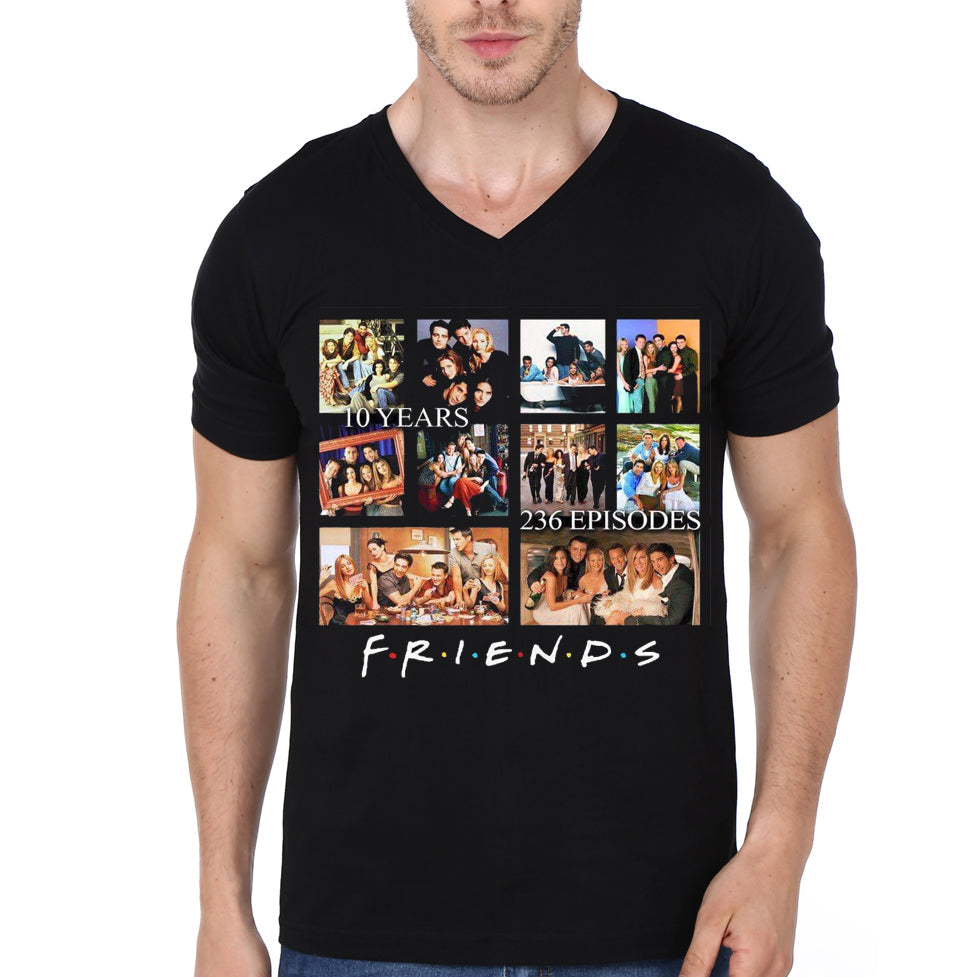 Friend Black V Neck Tee