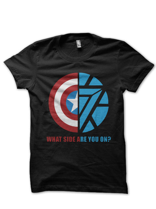 Captain America V Iron Man Civil War Black Tee