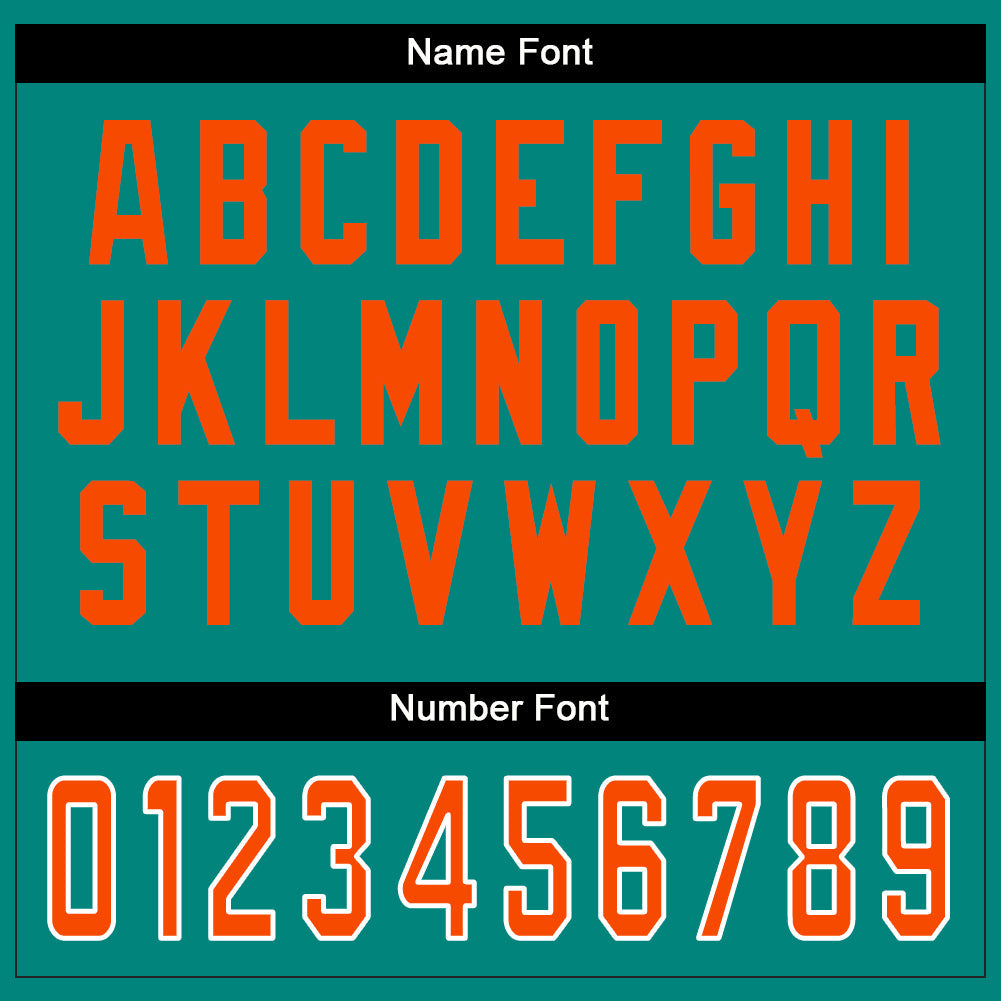 Custom Aqua Orange-White Split Fashion Football Jersey