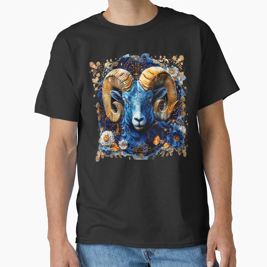 Celestial Aries Ram â€“ Vibrant Astrological Art T-Shirt Classic T-Shirt