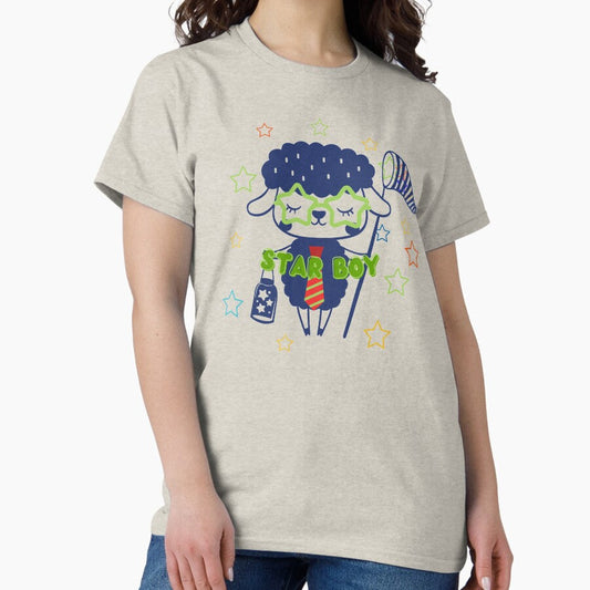 Blue Star Boy Lamb Catching Stars Classic T-Shirt
