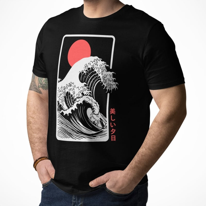 Japanese Tee Shirt - Sunset Kanagawa