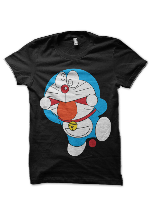 Doraemon Crazy Face Black T-Shirt
