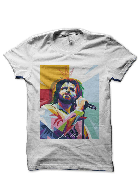 J. Cole White Half Sleeve T-Shirt Style001