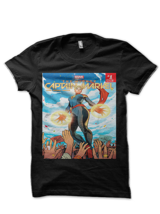 Captain Marvel Black T-Shirt Style001