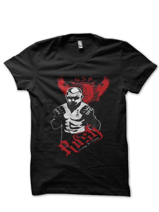 George St Pierre UFC Black T-Shirt Style001
