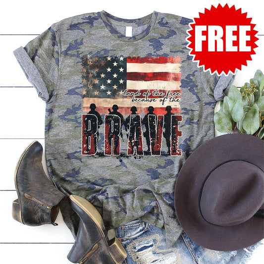 Land Of The Free Tee - Vintage Camo - FREE